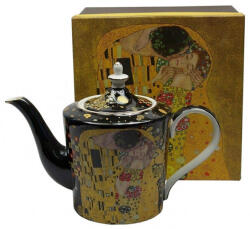 Queen Isabell Klimt porcelán teás- kávéskanna - 1 literes - The Kiss fekete (IMO-PP-W20KL395-22416)
