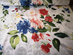  Pamutvászon textil / fehér alapon Aquarell virág mintás - 160 cm széles