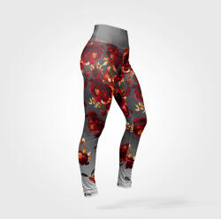 Takoy Panel szabásmintával 44-es méretű Slim fit leggings sötétpiros bazsarózsa szürke alapon, fürdőruha anyagon