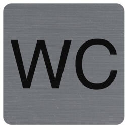 EXACOMPTA Információs tábla, öntapadó, 7, 5x7, 5 cm, alumíniumhatású, EXACOMPTA, "WC (67179E) - iroszer24