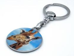  Breloc metalic cu print epoxy girafa, accesoriu rezistent pentru chei (BRE-GIRAFA)