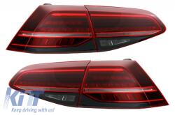 KITT LED Hátsó lámpák VW Golf 7 & 7.5 VII (2012-2019) Facelift Retrofit G7.5 kinézet dinamikus, sorozatos irányjelző lámpák sötét Cseresznyepiros (TLVWG7F)