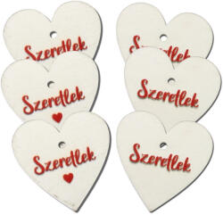  Nyomtatott fa tábla - Szeretlek szív 4cm 6db - csinaldmagadshop