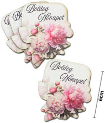  Nyomtatott dekorkarton - Boldog nőnapot virágos tábla - rózsaszín 4db/csomag - csinaldmagadshop