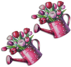  Nyomtatott dekorkarton - Virágos kanna - tulipán 8, 9x9cm 2db/csomag - csinaldmagadshop
