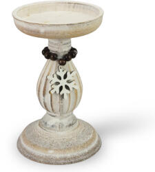  Vintage fehér gyertyatartó fából 10, 5x16, 5cm - csinaldmagadshop