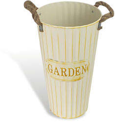  Bordázott bádog váza krém 19x35cm