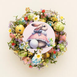  Nyomtatott fa tábla - Kerti nyuszi popi koszorú közép 11, 8cm - csinaldmagadshop