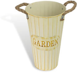  Bordázott bádog váza krém 18x30cm