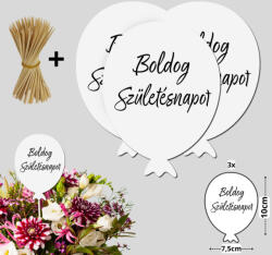  Nyomtatott dekorkarton - Boldog születésnapot lufi - fehér 3db/csomag