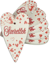  Nyomtatott fa tábla - Szeretlek szív 6cm fehér 5db - csinaldmagadshop