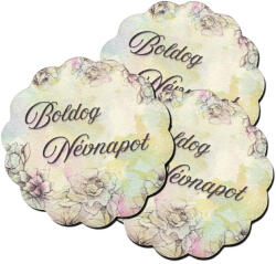  Nyomtatott fa tábla - Virágos tábla - B. névnapot 3db/csomag