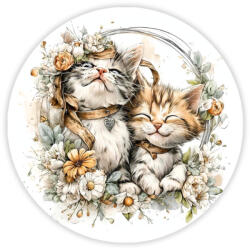  Nyomtatott fa tábla koszorú közép - 2 cicás 11, 8cm - csinaldmagadshop