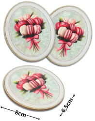  Nyomtatott dekorkarton - Macaron csokor ovál tábla 3db/cs - csinaldmagadshop