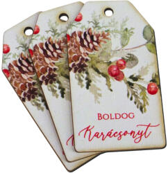  Nyomtatott dekorkarton - Boldog karácsonyt piros-zöld táblák 3db/cs - csinaldmagadshop