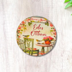  Nyomtatott fa tábla - Édes Otthon (House of roses) kör 1db - csinaldmagadshop