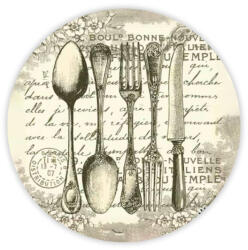  Nyomtatott fa tábla koszorú közép - Vintage evőeszköz 11, 8cm - csinaldmagadshop