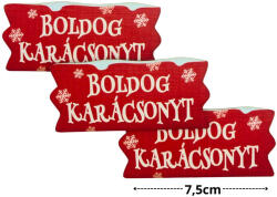  Nyomtatott dekorkarton - Karácsonyi szalag tábla havas - piros 3db - csinaldmagadshop