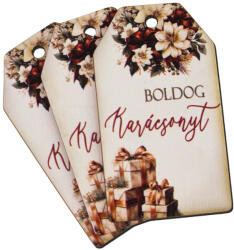  Nyomtatott dekorkarton - Boldog karácsonyt krém-barna táblák 3db/cs - csinaldmagadshop