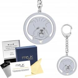 Mejk Jewellery Kulcstartó Ezüst Bichon Frise 925 Ékszer Ajándék Gravírozás Ingyenes (breloczek z Bichon Frise)