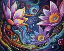 NORIMPEX - Puzzle Tablou Diamant: Flori abstracte 30x40cm - 1 - 39 piese