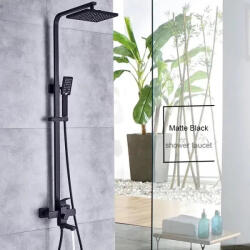 Korman Technik Coloana de dus din inox negru mat, efect ploaie, 3 functii, montaj pe perete HS007 (AT1CT-IM1P-RS1S-HS007SET)