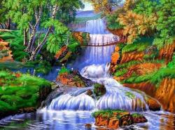 NORIMPEX - Puzzle Tablou Diamant: Cascadă în pădure 30x40cm - 1 - 39 piese