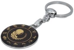  Breloc zodia Fecioara din metal cu finisaj epoxy, negru-auriu (FECIOARA)