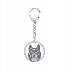 Mejk Jewellery Ezüst kulcstartó Karéliai medvék számára 925 Gravírozás Ingyenes (Brelok z Karelskim Psem na niedźwiedzie)