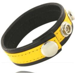  Пенис пръстен, регулируем, кожен и стилен - Leather Ring Yellow (D-211892)