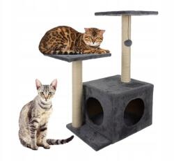 Purlov Alacsony kaparófa, fekhely, kaparóoszlop, macskabútor macskáknak, 71 cm, szürke (21712)