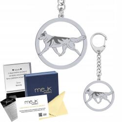Mejk Jewellery Szibériai husky kulcstartó kutyával Ezüst925 Ajándék Gravírozás Ingyenes (BE R518)