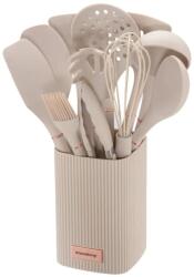 Klausberg Set de ustensile de bucatarie din silicon, 12 piese, crem Klausberg KB-9012, cu suport, ideal pentru vasele antianderente