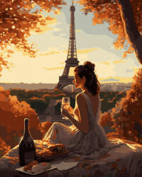 Oh Art! Set pictura pe numere, cu sasiu, Fata in Paris, 40x50 cm (ANG548)