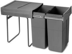 Emuca Cos de gunoi glisant pentru bucatarie cu doua compartimente 2x25L, gri antracit (8200623) Cos de gunoi