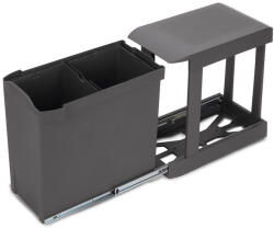 Emuca Cos de gunoi glisant pentru bucatarie cu doua compartimente 2x14L, gri antracit (8907023) Cos de gunoi