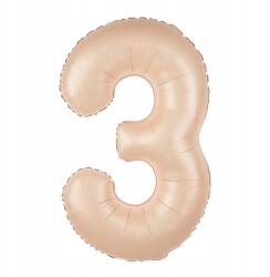 PartyPal Fólia lufi Szám 3 Bézs Karamell Barna 100cm nagy héliumos lufi