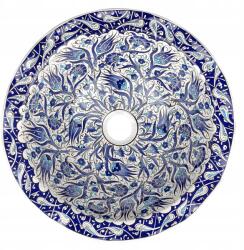 Cerames Kerámia fürdőszobai pultra ültethető mosdókagyló virágmintával, 40 cm-es, török Ebru (UM-CERAM-NABL-307-TUR)