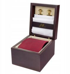  Esküvői szett férfiaknak klasszikus bordó színben: nyakkendő párnahuzat (SK01)