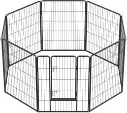  FEANDREA Tarc metalic pentru animale, 8 panouri modulare, utilizare interior sau exterior, 160x160x100 cm, negru (EZ-PPK81H)