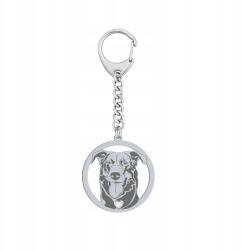 Mejk Jewellery Ezüst kulcstartó 925 francia juhászkutyával Beauceron Ajándék Gravírozás (Brelok z psem Owczarek Francuski - Beauceron)