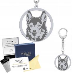 Mejk Jewellery Ezüst kulcstartó Nyugat-szibériai Lajkával 925 Születésnapi ajándék Gravírozás (Brelok z Łajka Zachodniosyberyjska)