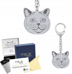 Mejk Jewellery Ezüst kulcstartó Brit macska rövidszőrű 925 Ajándék Gravírozás (gadżet do kluczy z Kot Brytyjski Krótkowłosy)