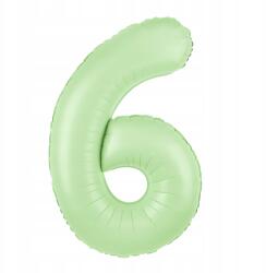 PartyPal Fólia lufi Cyfra 6 Pisztáciás 100cm nagy szám alakú héliumos lufi