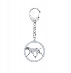 Mejk Jewellery Ezüst kulcstartó Braque d’Auvergne fajtájú kutyával 925 Ékszer Gravírozás Ingyenes (BRELOK Z BRAQUE D'AUVERGNE)