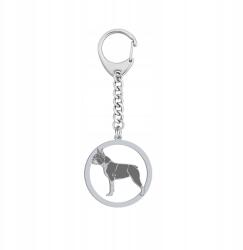 Mejk Jewellery Boston terrier kulcstartó Ezüst925 Ajándék Gravírozás Ingyenes (BE R751)