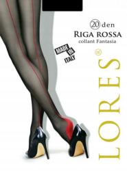 Lores Harisnya Lores Riga Rossa 20 den Fekete piros varrással 3/4