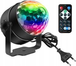  Diszkógömb Led 3W Rgb Távirányító Zenevezérlés 360° Dj Party Színpad (Kula Dyskotekowa LED 3W RGB Pilot Sterowanie)