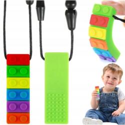  Logopédiai Rágóka Terápiás Építőkocka Nyugtató Érzékszervi Nyaklánc (klocek gryzak logopedyczny dzieci naszyjnik)