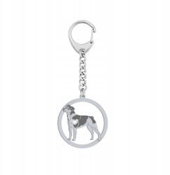 Mejk Jewellery Ezüst kulcstartó kutyával Brazilian terrier 925 Ajándék Ékszer Gravírozás Ingyenes (BRELOK Z BRAZILIAN TERRIER)